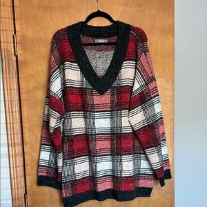 Natural Reflections Women's Red Plaid Sweater